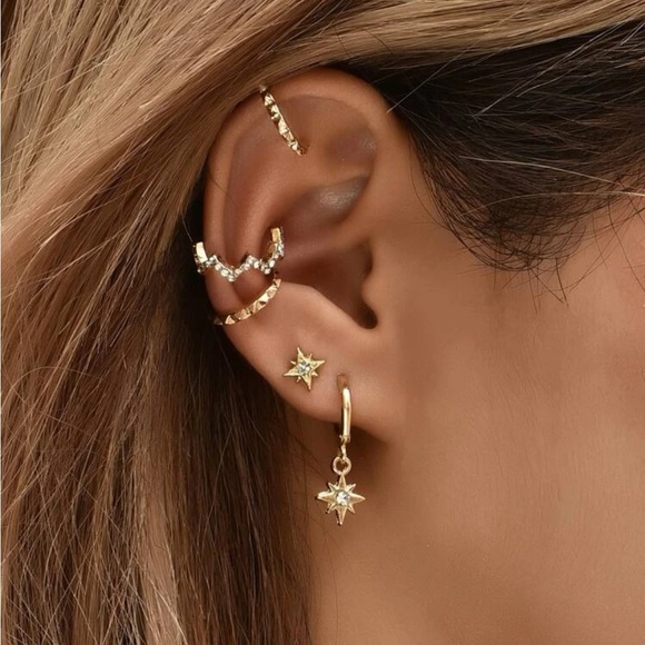Jewelry - GOLD 3/$30 5pc Star Rhinestone Ear Cuff Earrings